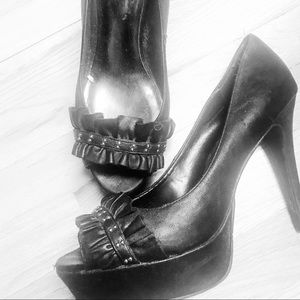 Jessica Simpson ...Leather Black Platform Heels